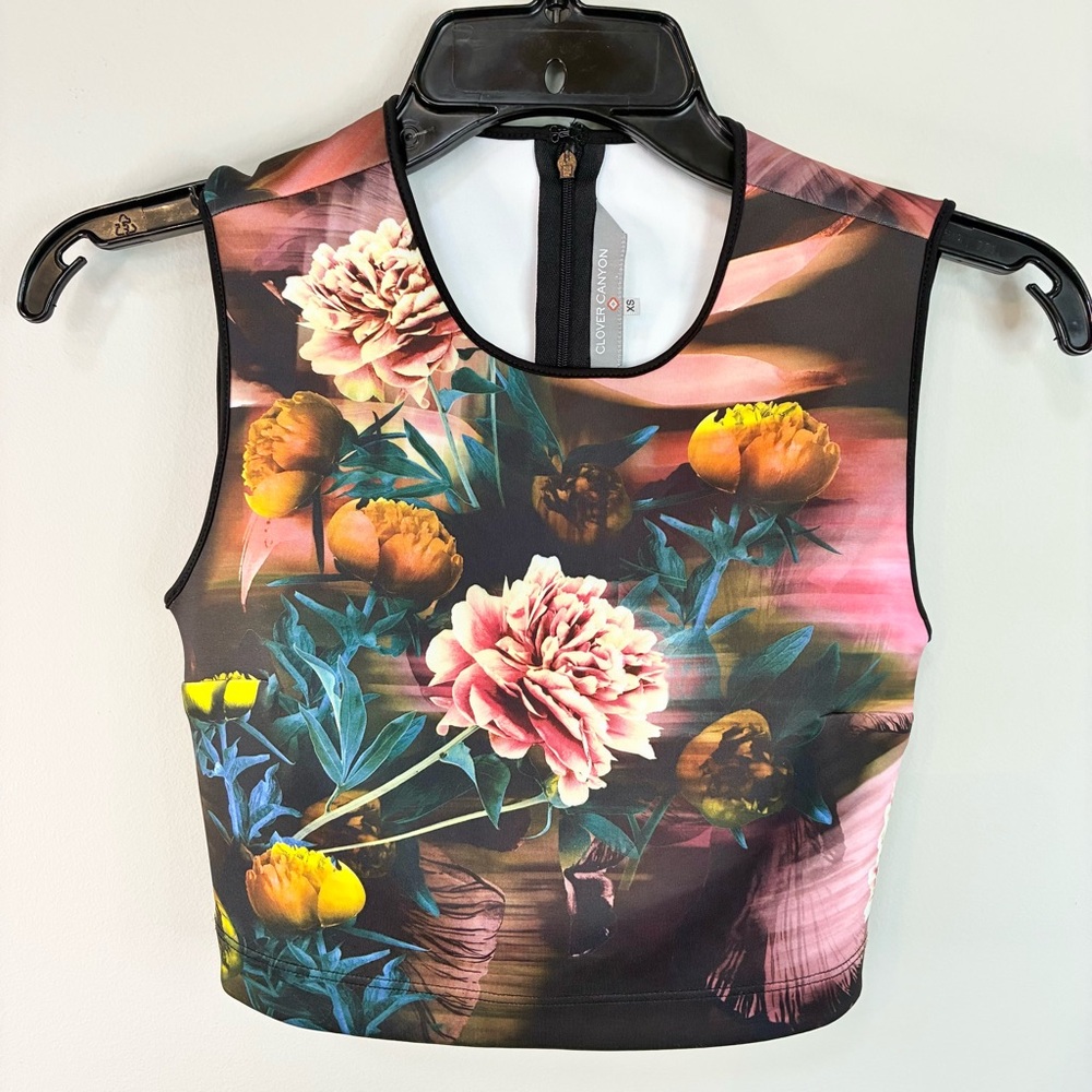 Clover Canyon Botanical Breeze Neoprene Crop Top Sleeveless XS